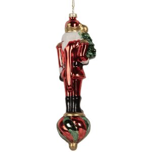 Clayre & Eef 6GL5310 Kerstornament 6x5x20 cm Rood en Wit