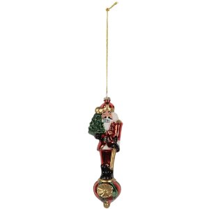 Clayre & Eef 6GL5310 Kerstornament 6x5x20 cm Rood en Wit