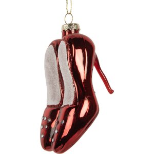 Clayre & Eef 6GL5313 Kerstornament 6x6x10 cm Rood-Wit