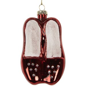 Clayre & Eef 6GL5313 Kerstornament 6x6x10 cm Rood-Wit