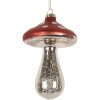 Clayre & Eef 6GL5314 Kerstornament Ø 9x13 cm Rood en Zilverkleurig