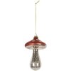Clayre & Eef 6GL5314 Kerstornament Ø 9x13 cm Rood en Zilverkleurig