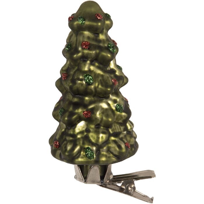 Clayre & Eef 6GL5318 Kerstornament Kerstboom Ø 4x9 cm