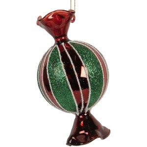 Clayre & Eef 6GL5319 Kerstornament 7x7x12 cm Rood en...