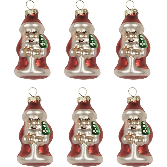 Clayre & Eef 6GL5322 Kersthangers Set 6 Ø 3x35 cm Rood Zilverkleurig