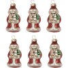 Clayre & Eef 6GL5322 Kersthangers Set 6 Ø 3x35 cm Rood Zilverkleurig