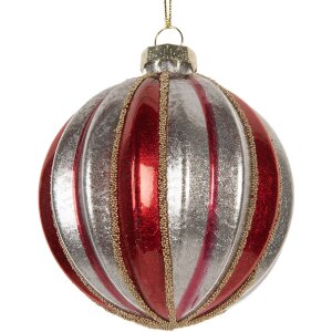 Clayre & Eef 6GL5325 Kerstbal Ø 8x8 cm Rood en...