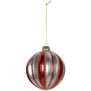 Clayre & Eef 6GL5325 Kerstbal Ø 8x8 cm Rood en...