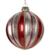 Clayre & Eef 6GL5325 Kerstbal Ø 8x8 cm Rood en Zilverkleurig