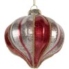 Clayre & Eef 6GL5326 Kerstbal Ø 8 cm Rood-Zilver