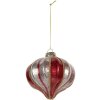 Clayre & Eef 6GL5326 Kerstbal Ø 8 cm Rood-Zilver