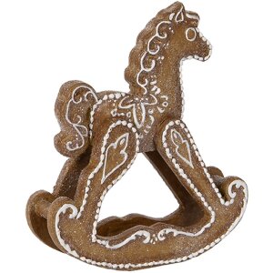 Clayre & Eef 6PR5621 Decoratie Schommelpaard Bruin Wit 14x4x15 cm