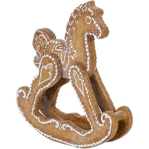 Clayre & Eef 6PR5621 Decoratie Schommelpaard Bruin Wit 14x4x15 cm