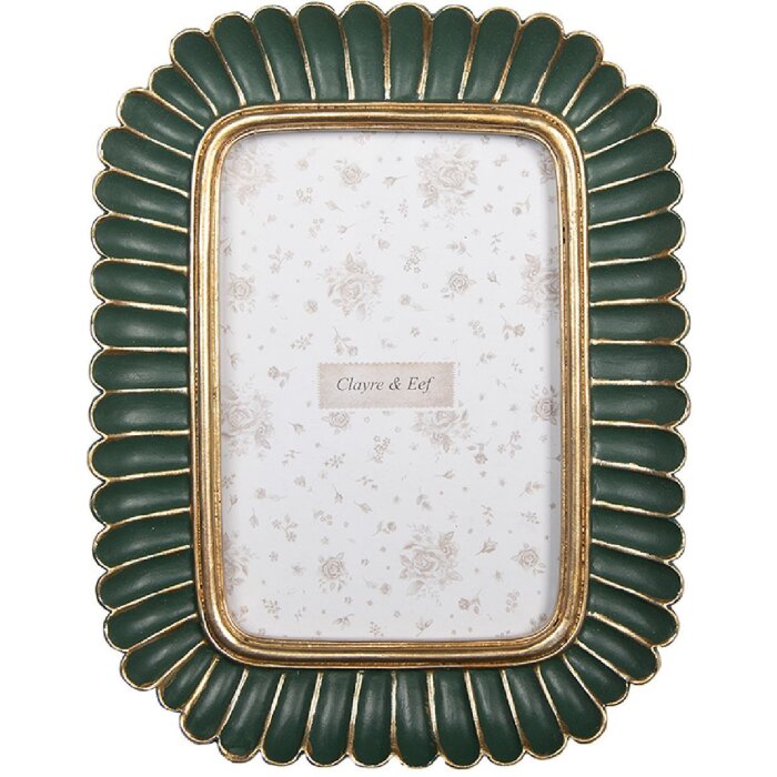 Clayre & Eef 2F1281 Fotolijst 17x21 cm Groen Goud 10x15 cm