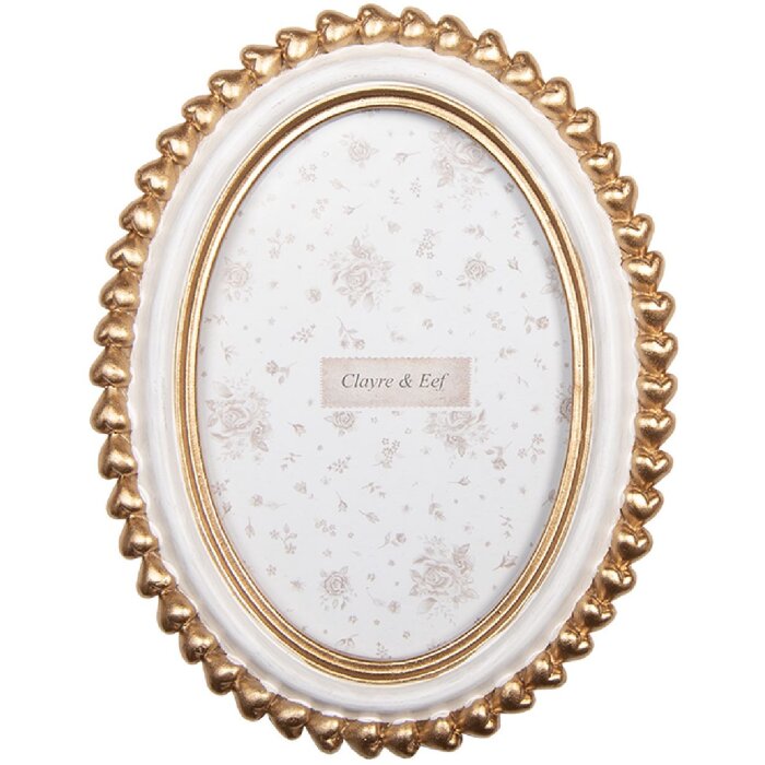 Clayre & Eef 2F1288 Fotolijst 15x2x20 cm Goudkleurig Wit 10x15 cm