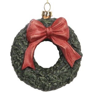 Clayre & Eef 66085 Decoratiehanger Krans 9x4x11 cm Groen Rood