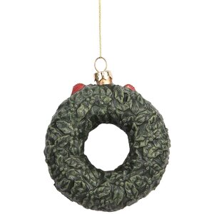 Clayre & Eef 66085 Decoratiehanger Krans 9x4x11 cm Groen Rood