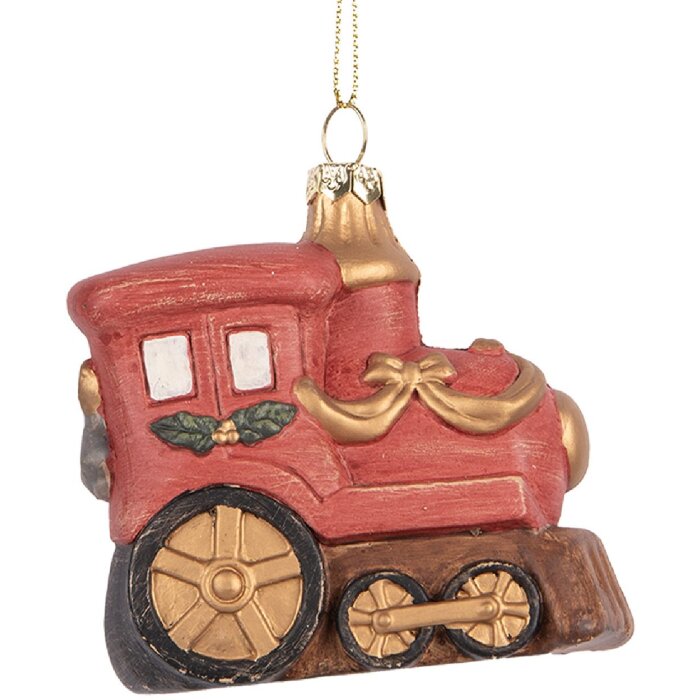 Clayre & Eef 66087 Decoratie Hangdecor Lokomotief 9x5x9 cm Rood-Goud