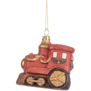 Clayre & Eef 66087 Decoratie Hangdecor Lokomotief 9x5x9 cm Rood-Goud