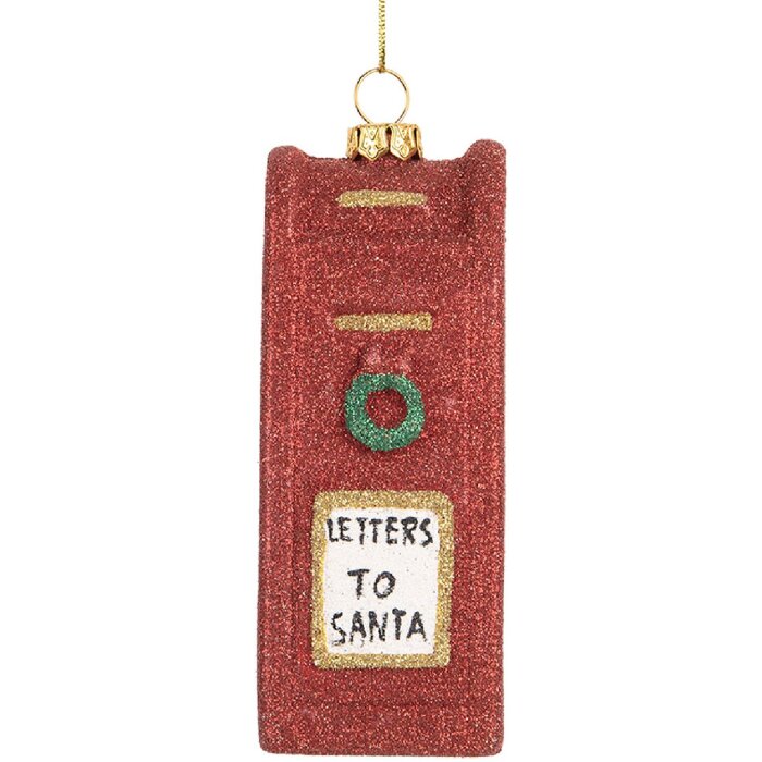 Clayre & Eef 66091 Decoratieve Hangende Brievenbus 5x4x11 cm Rot en Wit