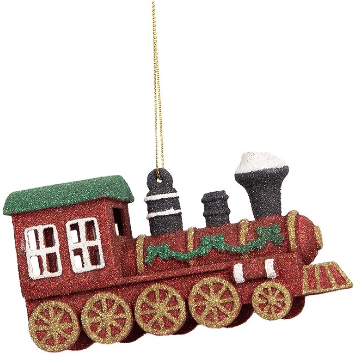 Clayre & Eef 66092 Decoratie Hangdecor Lokomotief 12x4x7 cm Rood Groen