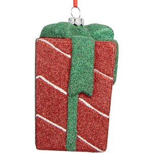 Clayre & Eef 66095 Decoratie Hangdecoratie Geschenkdoos 8x8x11 cm Rot en Groen