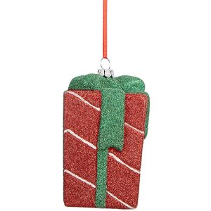 Clayre & Eef 66095 Decoratie Hangdecoratie Geschenkdoos 8x8x11 cm Rot en Groen