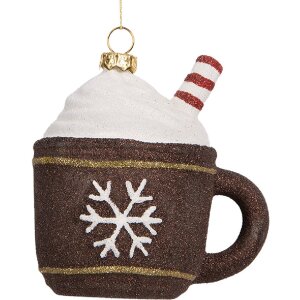 Clayre & Eef 66096 Decoratie Hangornament Beker 9x7x10 cm Bruin Wit