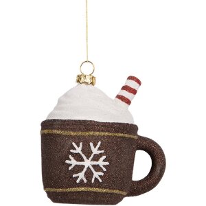 Clayre & Eef 66096 Decoratie Hangornament Beker 9x7x10 cm Bruin Wit