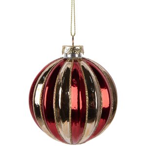 Clayre & Eef 6GL5135 Kerstbal Ø 8x8 cm Goudkleurig Rood