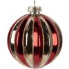 Clayre & Eef 6GL5135 Kerstbal Ø 8x8 cm Goudkleurig Rood