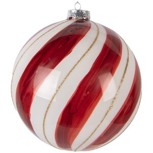 Clayre & Eef 6GL5139 Kerstbal Ø 15 cm Rood en Wit