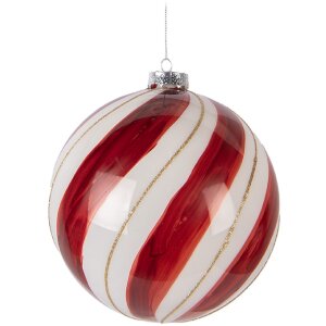 Clayre & Eef 6GL5139 Kerstbal Ø 15 cm Rood en Wit