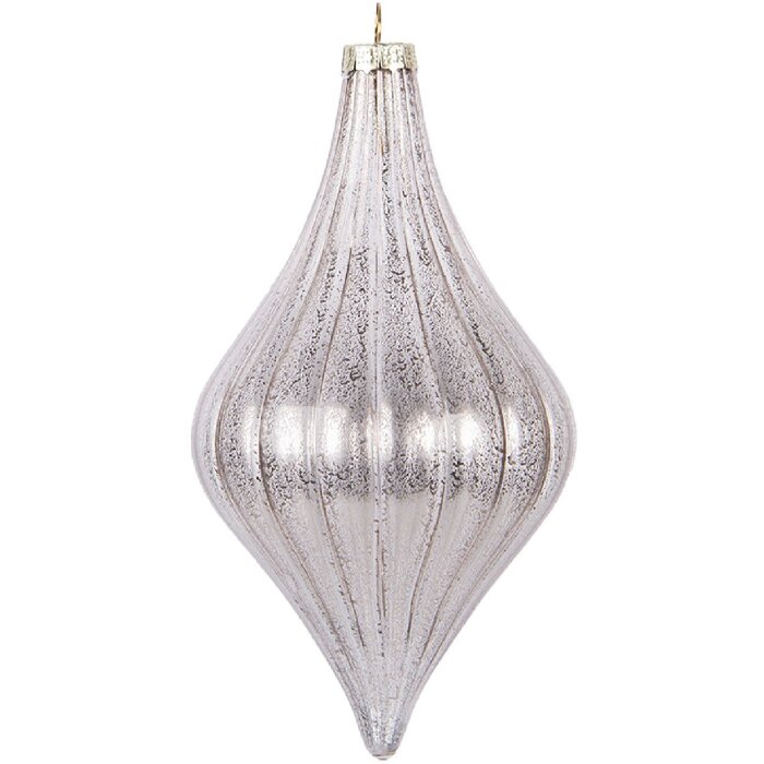 Clayre & Eef 6GL5142 Kerstbal Ø 8x15 cm Zilverkleurig