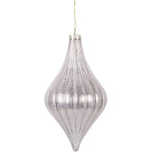 Clayre & Eef 6GL5142 Kerstbal Ø 8x15 cm Zilverkleurig