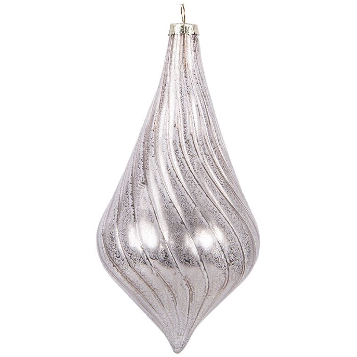 Clayre & Eef 6GL5143 Kerstbal Ø 8x17 cm Zilverkleurig