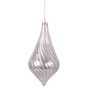 Clayre & Eef 6GL5143 Kerstbal Ø 8x17 cm Zilverkleurig