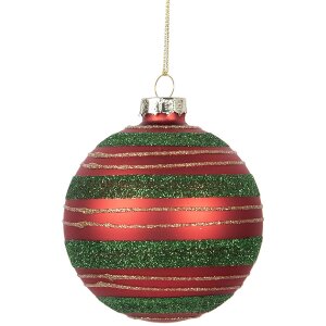 Clayre & Eef 6GL5170 Kerstbal Rood en Groen Ø 8 cm