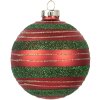Clayre & Eef 6GL5170 Kerstbal Rood en Groen Ø 8 cm