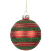 Clayre & Eef 6GL5170 Kerstbal Rood en Groen Ø 8 cm