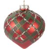 Clayre & Eef 6GL5172 Kerstbal Ø 8x8 cm Rood en Groen
