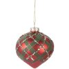 Clayre & Eef 6GL5172 Kerstbal Ø 8x8 cm Rood en Groen