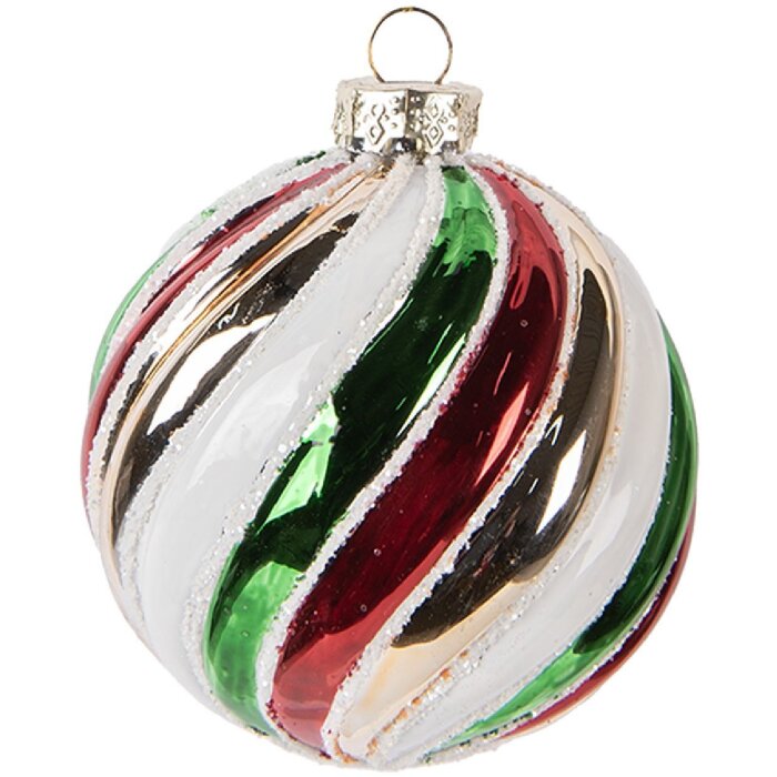 Clayre & Eef 6GL5174 Kerstbal Ø 8x8 cm Meerderkleurig