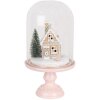 Clayre & Eef 6GL5191 Glazen Cloche met Decoratie LED Roze 17x30 cm
