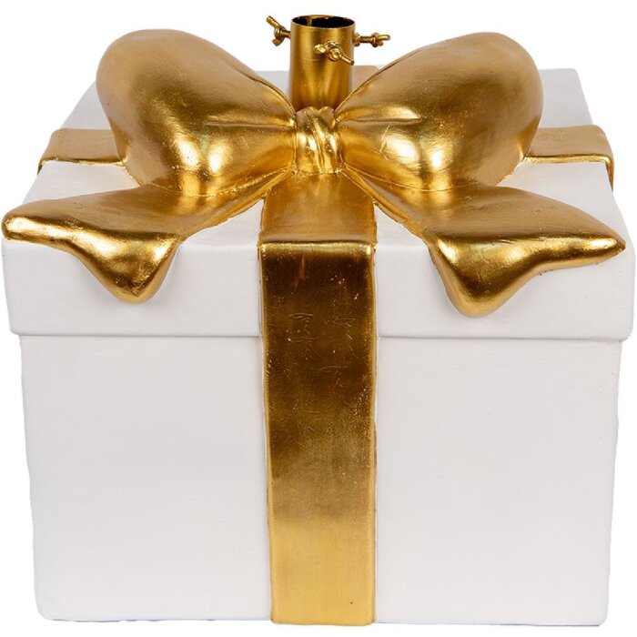 Clayre & Eef 6MG0106 Kerstboomstandaard 36x35x33 cm Wit Goudkleurig