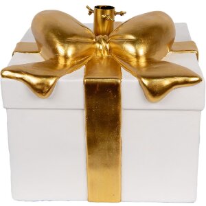 Clayre & Eef 6MG0106 Kerstboomstandaard 36x35x33 cm Wit Goudkleurig