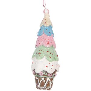 Clayre & Eef 6PR5300 Decoratie Hangende Taart Ø 5x13 cm Mehrfarbig