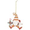 Clayre & Eef 6PR5302 Decoratie Hangornament Kerstman 8x4x10 cm Oranje en Wit