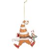 Clayre & Eef 6PR5302 Decoratie Hangornament Kerstman 8x4x10 cm Oranje en Wit