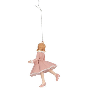 Clayre & Eef 6PR5303 Decoratiehanger Ballerina 7x7x11 cm Roze Beige